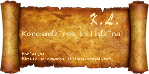 Korcsmáros Liliána névjegykártya